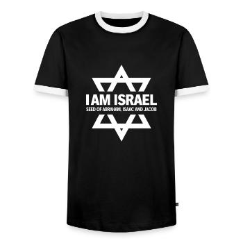 Stolz Israelit: Samen von Abraham, Isaak und Jakob - Männer Kontrast-T-Shirt - Schwarz/Weiß - Vorne - AI Model Female 172 light (172cm) & AI Model Male 178 light (178cm)