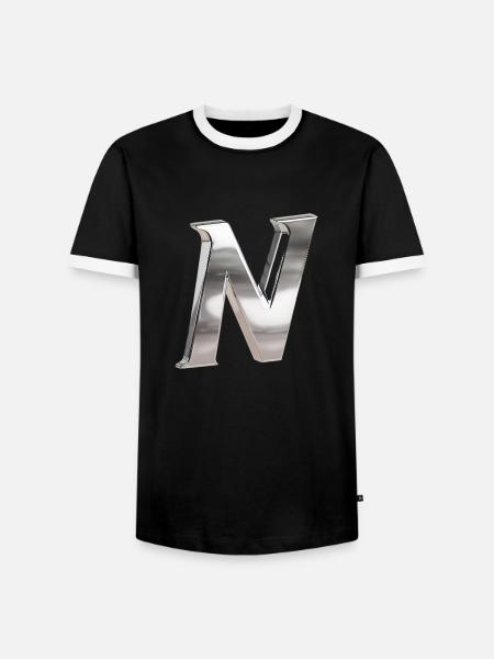 Chrome ,, N " Metallic - Männer Kontrast-T-Shirt - Schwarz/Weiß