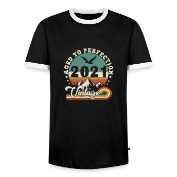 Aged to perfection 2022 Retro -Edition 2025. - T-shirt contrasté Homme - noir/blanc - Devant - AI Model Female 172 light (172cm) & AI Model Male 178 light (178cm)