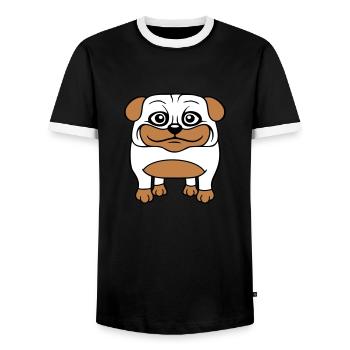 chien carlin petite bite mignonne amour heureux bande dessinée amusant - T-shirt contrasté Homme - noir/blanc - Devant - AI Model Female 172 light (172cm) & AI Model Male 178 light (178cm)