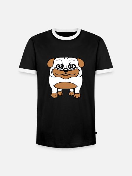 Hund Mops Lille Sød Pik Kærlighed Glad Komisk Sjov - Herre kontrast-T-shirt - sort/hvid