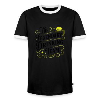 Drinking Team Saying - Men's Ringer Shirt - black/white - Front - AI Model Female 172 light (172cm) & AI Model Male 178 light (178cm)