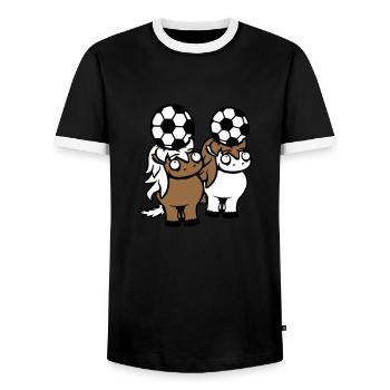 Horses Soccer Team Ball Game Header Club Fan - Men's Ringer Shirt - black/white - Front - AI Model Female 172 light (172cm) & AI Model Male 178 light (178cm)