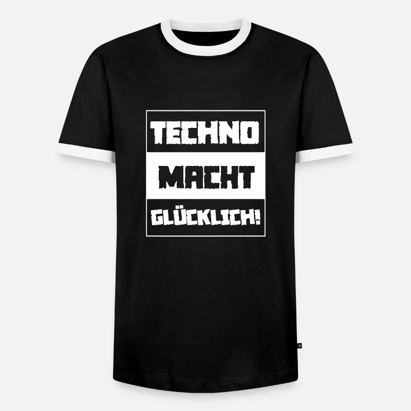 Techno is happy! - Men's Ringer Shirt - black/white