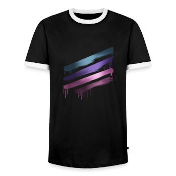 strip,painting,abstract,metallic,graffiti,pink - Men's Ringer Shirt - black/white - Front - AI Model Female 172 light (172cm) & AI Model Male 178 light (178cm)