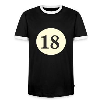 18 Birthday - Men's Ringer Shirt - black/white - Front - AI Model Female 172 light (172cm) & AI Model Male 178 light (178cm)