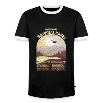 Parcs nationaux de Nouvelle-Zélande - T-shirt contrasté Homme - noir/blanc - Devant - AI Model Female 172 light (172cm) & AI Model Male 178 light (178cm)