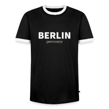 BERLIN - Men's Ringer Shirt - black/white - Front - AI Model Female 172 light (172cm) & AI Model Male 178 light (178cm)