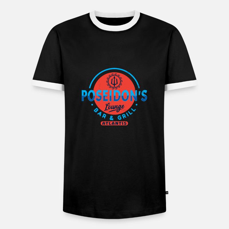 Poseidon - Männer Kontrast-T-Shirt - Schwarz/Weiß