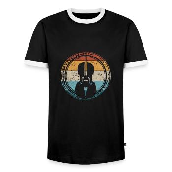Retro Cello Violoncello Cellist Orchester Musiker - Männer Kontrast-T-Shirt - Schwarz/Weiß - Vorne - AI Model Female 172 light (172cm) & AI Model Male 178 light (178cm)