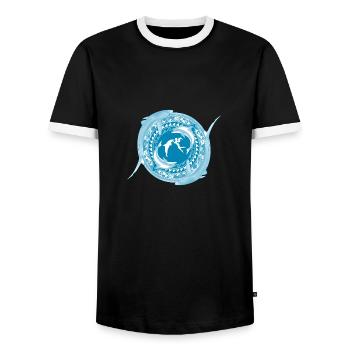 Tochter von Poseidon - Männer Kontrast-T-Shirt - Schwarz/Weiß - Vorne - AI Model Female 172 light (172cm) & AI Model Male 178 light (178cm)