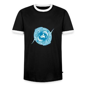Kind von Poseidon - Männer Kontrast-T-Shirt - Schwarz/Weiß - Vorne - AI Model Female 172 light (172cm) & AI Model Male 178 light (178cm)