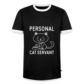 Serviteur personnel de chat - T-shirt contrasté Homme - noir/blanc - Devant - AI Model Female 172 light (172cm) & AI Model Male 178 light (178cm)