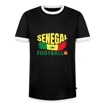 Championnat du Sénégal de football Match de football Ballon - T-shirt contrasté Homme - noir/blanc - Devant - AI Model Female 172 light (172cm) & AI Model Male 178 light (178cm)