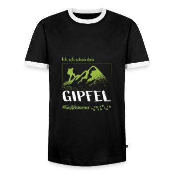 Ich seh schon den Gipfel - Berge - Wanderer - Männer Kontrast-T-Shirt - Schwarz/Weiß - Vorne - AI Model Female 172 light (172cm) & AI Model Male 178 light (178cm)