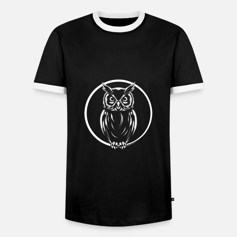 Eule grafisch Eulengrafik - Männer Kontrast-T-Shirt - Schwarz/Weiß