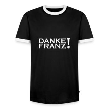 Danke Franz - Männer Kontrast-T-Shirt - Schwarz/Weiß - Vorne - AI Model Female 172 light (172cm) & AI Model Male 178 light (178cm)