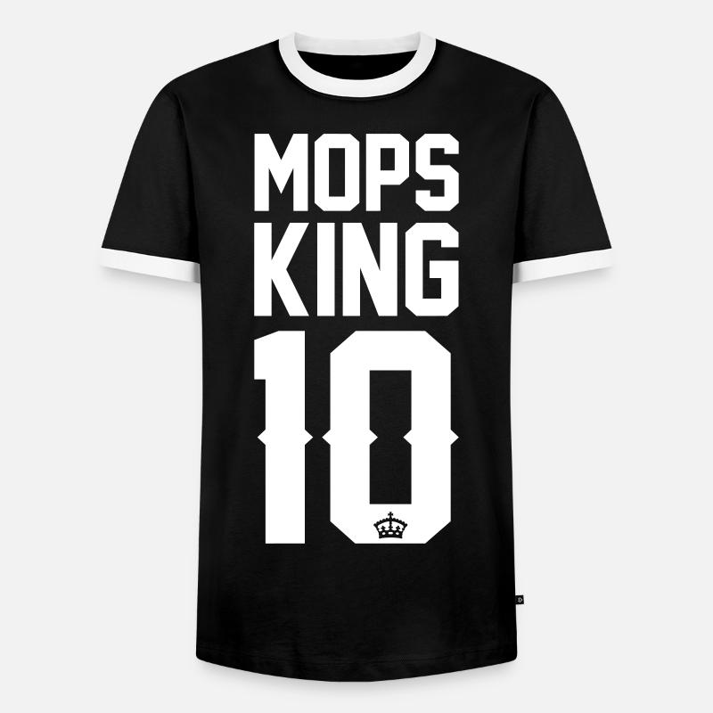 Mops-King - Männer Kontrast-T-Shirt - Schwarz/Weiß