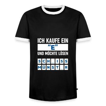 Anti Münster T-Shirt Bielefeld Fans Ultras Fußball - Männer Kontrast-T-Shirt - Schwarz/Weiß - Vorne - AI Model Female 172 light (172cm) & AI Model Male 178 light (178cm)