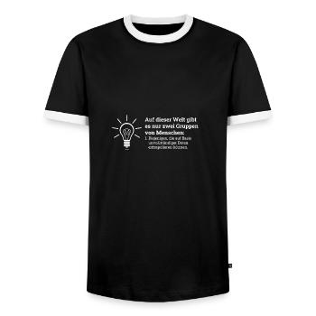 Es gibt es nur zwei Gruppen von Menschen... - Männer Kontrast-T-Shirt - Schwarz/Weiß - Vorne - AI Model Female 172 light (172cm) & AI Model Male 178 light (178cm)