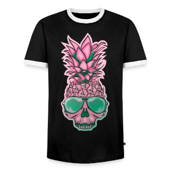 Skull Pineapple 2 - Men's Ringer Shirt - black/white - Front - AI Model Female 172 light (172cm) & AI Model Male 178 light (178cm)