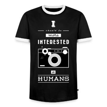 Argus C3 - Men's Ringer Shirt - black/white - Front - AI Model Female 172 light (172cm) & AI Model Male 178 light (178cm)