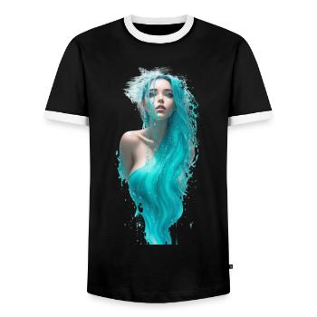 Portrait éthéré d’une femme eau F - T-shirt contrasté Homme - noir/blanc - Devant - AI Model Female 172 light (172cm) & AI Model Male 178 light (178cm)