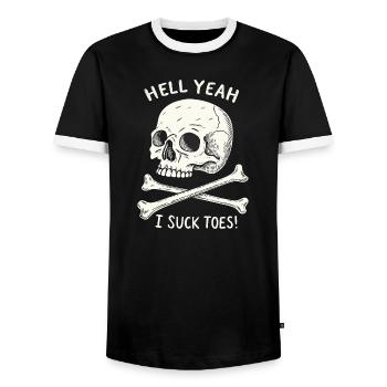 Fétichisme des orteils du crâne et des os - T-shirt contrasté Homme - noir/blanc - Devant - AI Model Female 172 light (172cm) & AI Model Male 178 light (178cm)