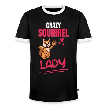 Crazy Squirrel Lady Gift Squirrel - T-shirt contrasté Homme - noir/blanc - Devant - AI Model Female 172 light (172cm) & AI Model Male 178 light (178cm)