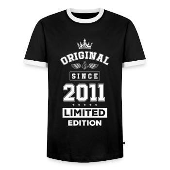 2011 limited edition Geburtstag - Männer Kontrast-T-Shirt - Schwarz/Weiß - Vorne - AI Model Female 172 light (172cm) & AI Model Male 178 light (178cm)
