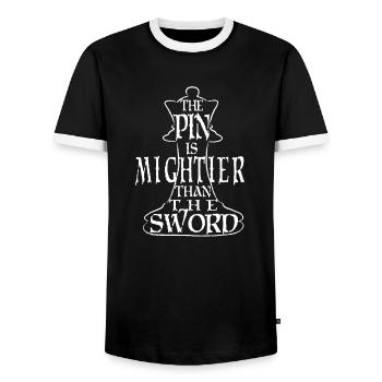 L’épingle est plus puissante que l’épée - Échecs - T-shirt contrasté Homme - noir/blanc - Devant - AI Model Female 172 light (172cm) & AI Model Male 178 light (178cm)