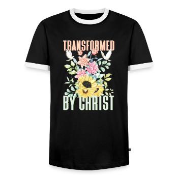 Transformé par Christ Church Jésus-Christ - T-shirt contrasté Homme - noir/blanc - Devant - AI Model Female 172 light (172cm) & AI Model Male 178 light (178cm)