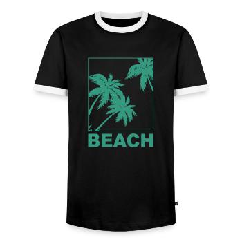 Beach Palms - Männer Kontrast-T-Shirt - Schwarz/Weiß - Vorne - AI Model Female 172 light (172cm) & AI Model Male 178 light (178cm)
