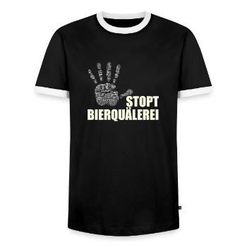 Stopt Bierqäulerei - Männer Kontrast-T-Shirt - Schwarz/Weiß - Vorne - AI Model Female 172 light (172cm) & AI Model Male 178 light (178cm)