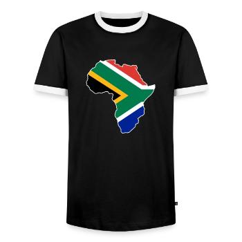 Afrique du Sud - T-shirt contrasté Homme - noir/blanc - Devant - AI Model Female 172 light (172cm) & AI Model Male 178 light (178cm)