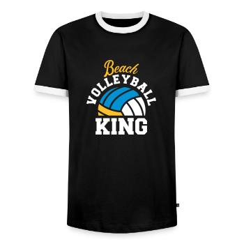 Beachvolleyball - Männer Kontrast-T-Shirt - Schwarz/Weiß - Vorne - AI Model Female 172 light (172cm) & AI Model Male 178 light (178cm)
