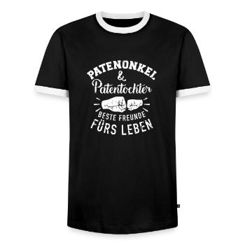 Patenonkel - Männer Kontrast-T-Shirt - Schwarz/Weiß - Vorne - AI Model Female 172 light (172cm) & AI Model Male 178 light (178cm)