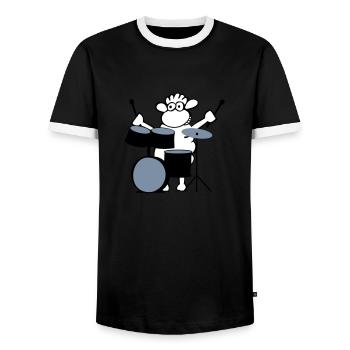 Rock music - Men's Ringer Shirt - black/white - Front - AI Model Female 172 light (172cm) & AI Model Male 178 light (178cm)
