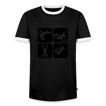 free running - Men's Ringer Shirt - black/white - Front - AI Model Female 172 light (172cm) & AI Model Male 178 light (178cm)