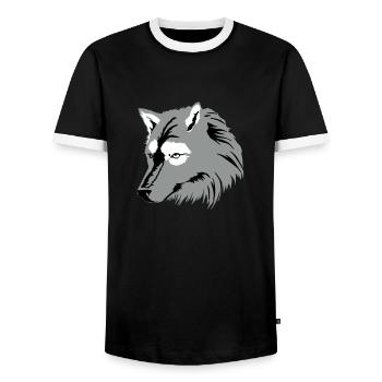 Wolf (3c) - Männer Kontrast-T-Shirt - Schwarz/Weiß - Vorne - AI Model Female 172 light (172cm) & AI Model Male 178 light (178cm)