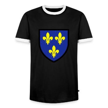 Blason Ile de France (T) - T-shirt contrasté Homme - noir/blanc - Devant - AI Model Female 172 light (172cm) & AI Model Male 178 light (178cm)