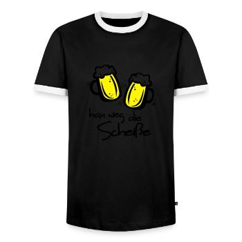 Biergläser hau weg die Scheiße - Männer Kontrast-T-Shirt - Schwarz/Weiß - Vorne - AI Model Female 172 light (172cm) & AI Model Male 178 light (178cm)