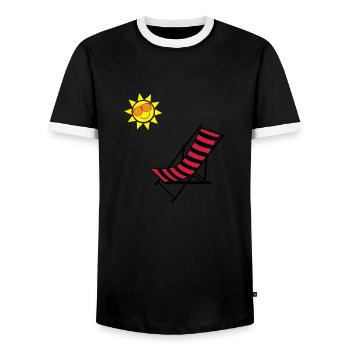 sonnenstuhl2 - Men's Ringer Shirt - black/white - Front - AI Model Female 172 light (172cm) & AI Model Male 178 light (178cm)