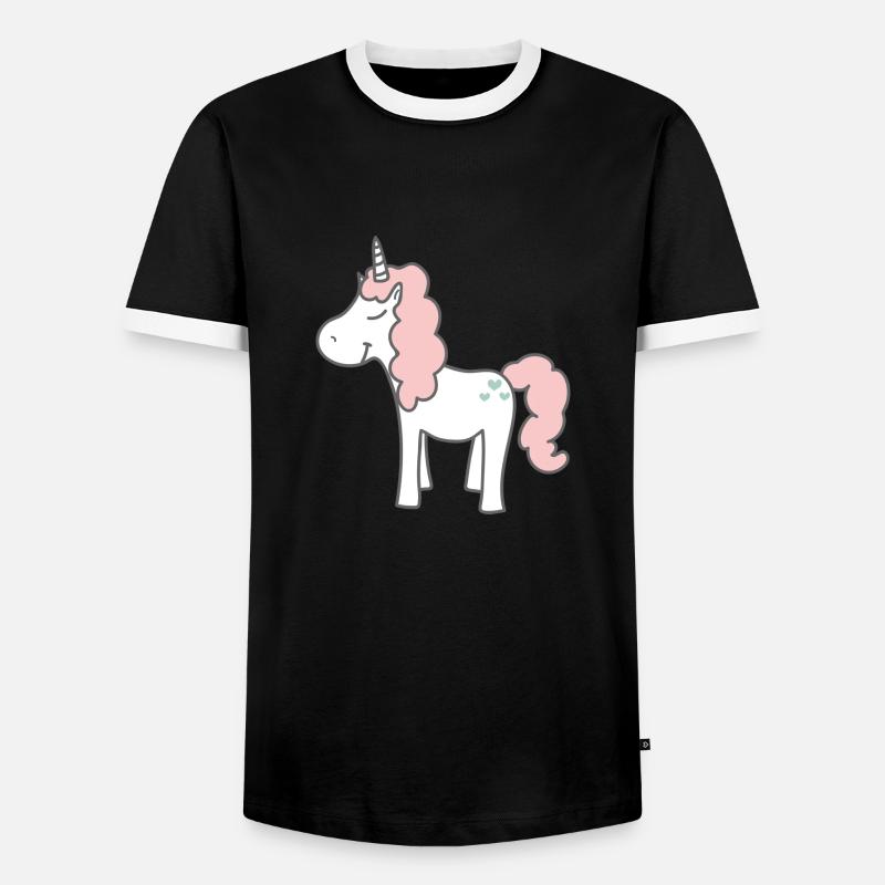 Süßes Einhorn - Männer Kontrast-T-Shirt - Schwarz/Weiß