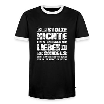 stolzer Nichte eines coolen und tollen Onkels - Männer Kontrast-T-Shirt - Schwarz/Weiß - Vorne - AI Model Female 172 light (172cm) & AI Model Male 178 light (178cm)