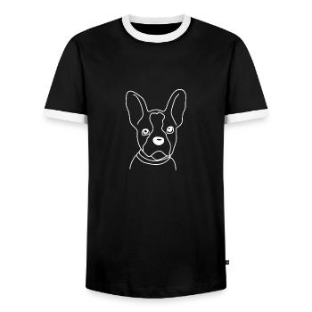 Boston Terrier - T-shirt contrasté Homme - noir/blanc - Devant - AI Model Female 172 light (172cm) & AI Model Male 178 light (178cm)