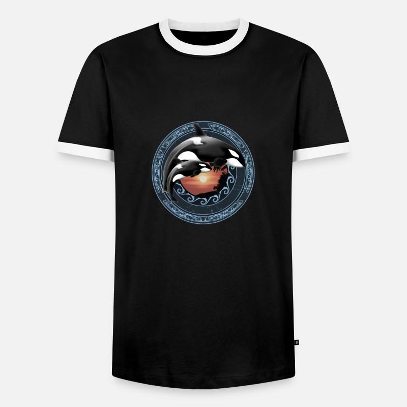 Orca killer whale - Men's Ringer Shirt - black/white