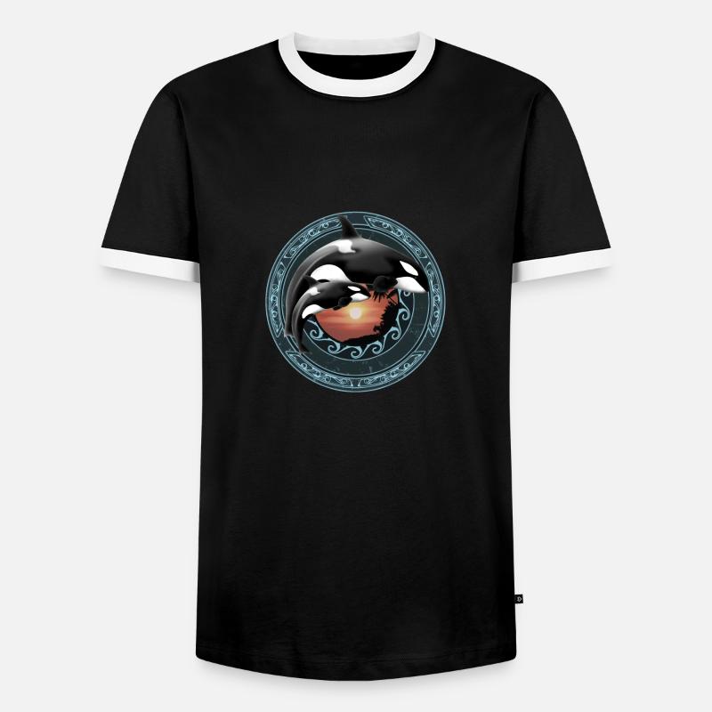 Orca Killerwal - Männer Kontrast-T-Shirt - Schwarz/Weiß