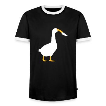 Gefährliche bewaffnete Gans - Männer Kontrast-T-Shirt - Schwarz/Weiß - Vorne - AI Model Female 172 light (172cm) & AI Model Male 178 light (178cm)