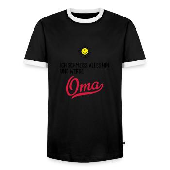 oma - Männer Kontrast-T-Shirt - Schwarz/Weiß - Vorne - AI Model Female 172 light (172cm) & AI Model Male 178 light (178cm)